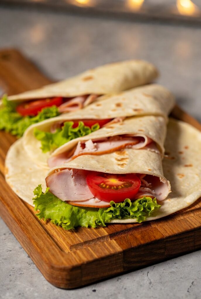 Roladki z tortilli z szynką Roladki z tortilli z szynką